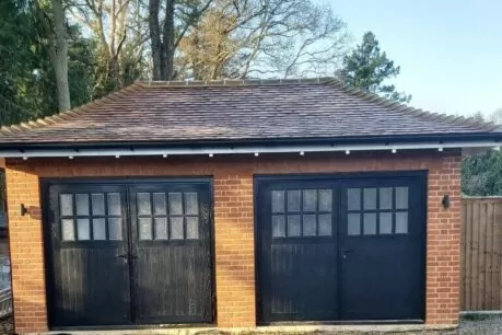 CDC Betchworth side hinged ebony stippled glazing garage door