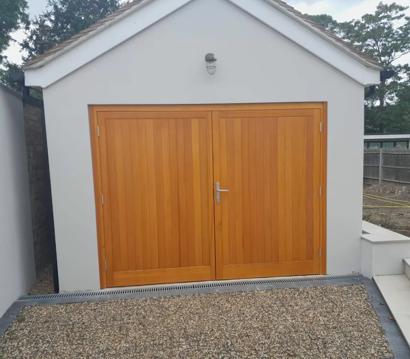 CDC cedar side hinged light oak garage door