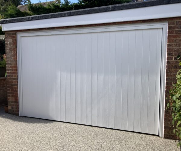 white garage door