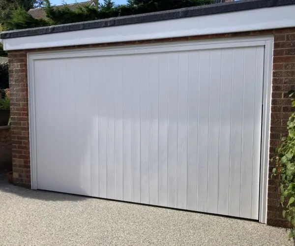white garage door