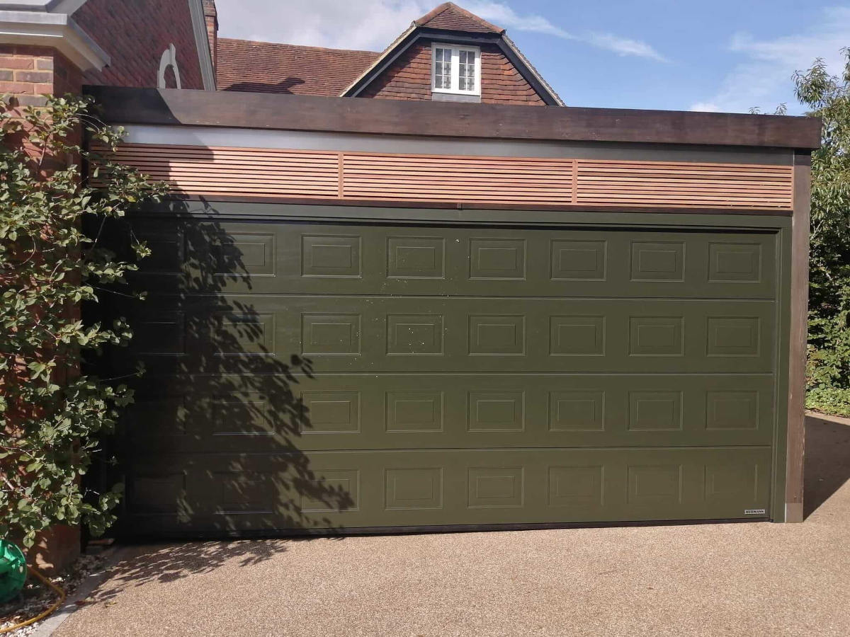 Khaki Green Garage Door
