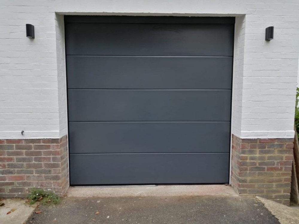 Grey Garage Door with White Walls