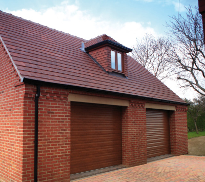 Double Roller Door Garage Brown